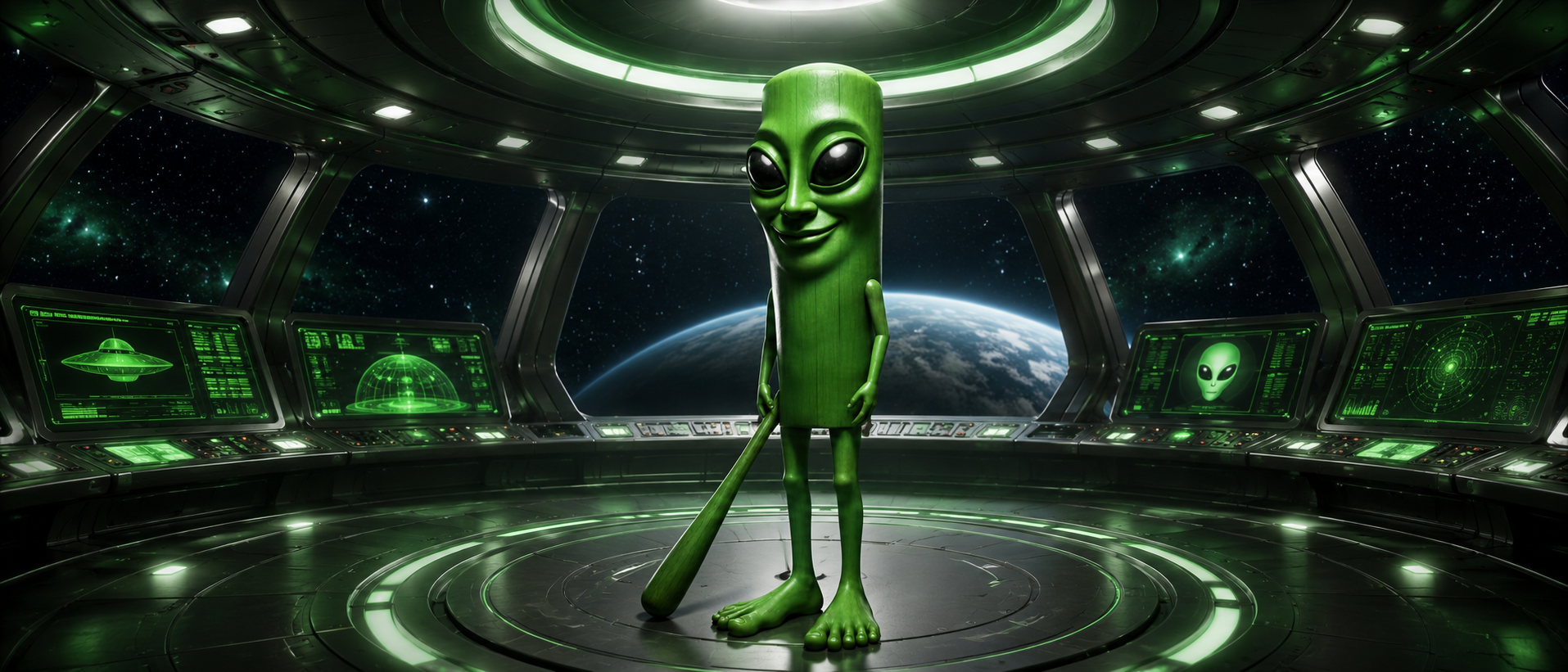 SAHULIEN standing inside an alien spacecraft